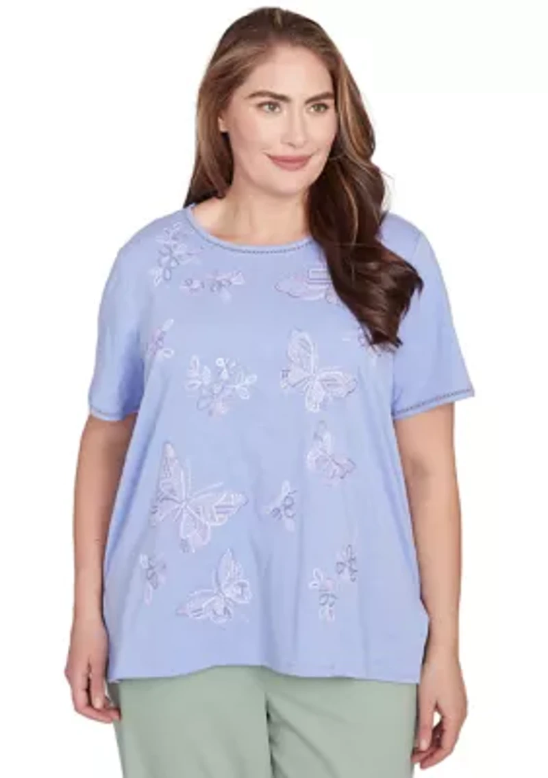 Plus Santa Fe Butterfly Embroidery Top