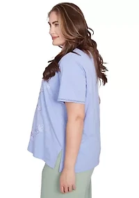 Plus Santa Fe Butterfly Embroidery Top