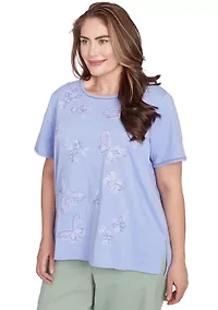 Plus Santa Fe Butterfly Embroidery Top