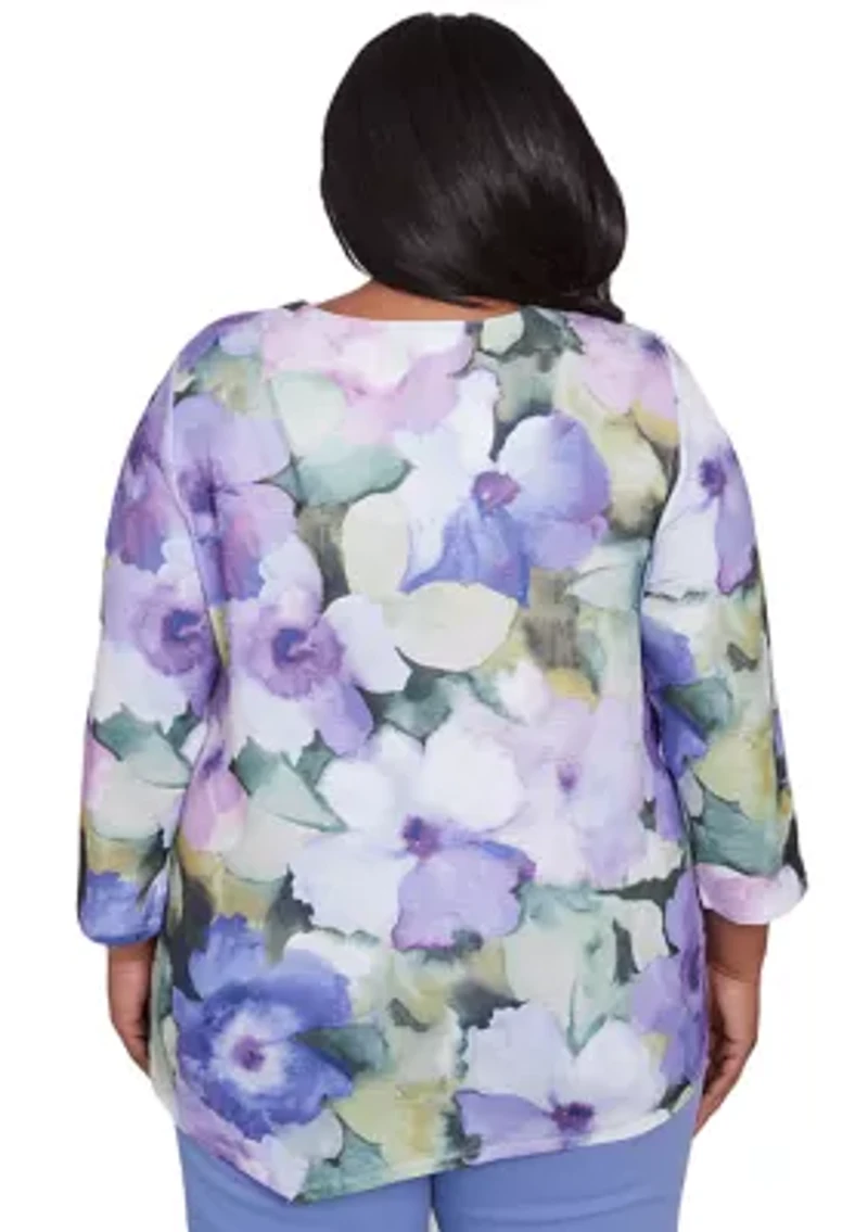 Plus Santa Fe Drama Floral Top