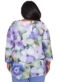 Plus Santa Fe Drama Floral Top