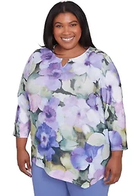 Plus Santa Fe Drama Floral Top