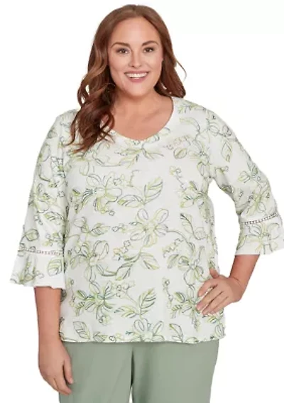 Plus Santa Fe Monotone Embroidery Top