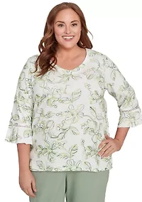 Plus Santa Fe Monotone Embroidery Top