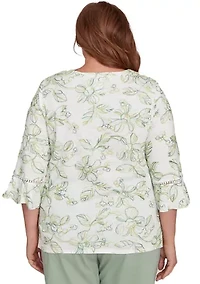 Plus Santa Fe Monotone Embroidery Top