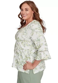 Plus Santa Fe Monotone Embroidery Top