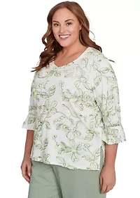 Plus Santa Fe Monotone Embroidery Top