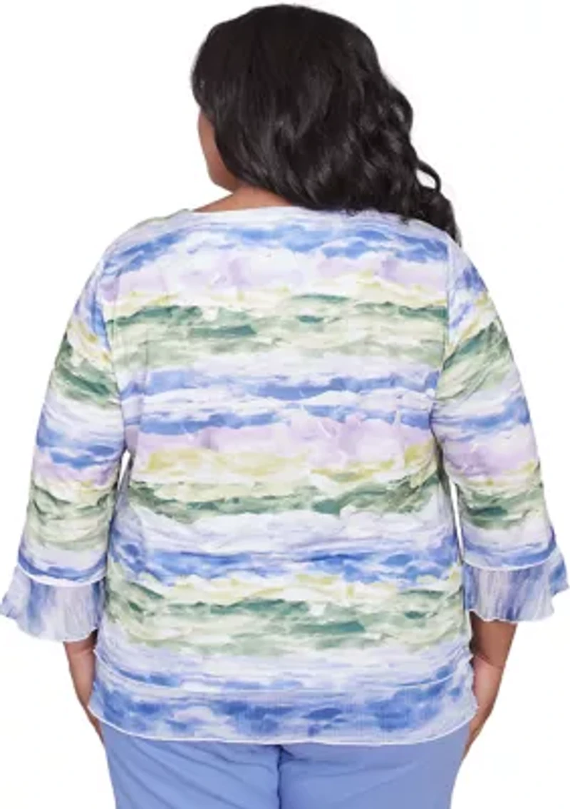 Plus Santa Fe Watercolor Biadere Top