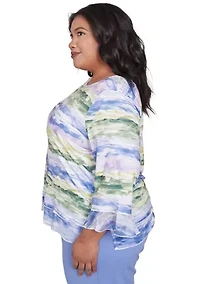 Plus Santa Fe Watercolor Biadere Top
