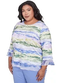 Plus Santa Fe Watercolor Biadere Top