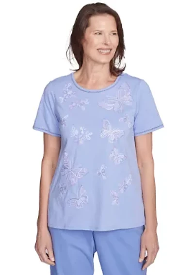 Petite Santa Fe Butterfly Embroidery Top