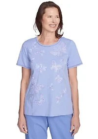 Petite Santa Fe Butterfly Embroidery Top