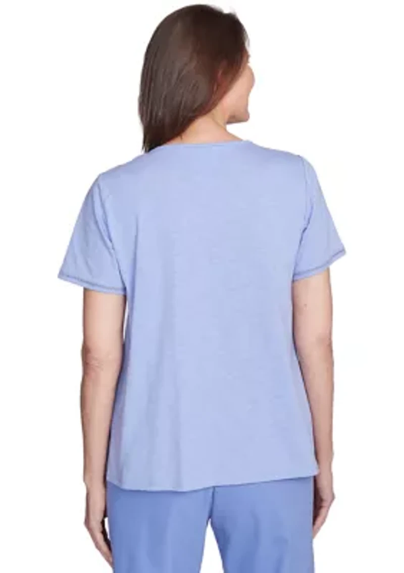 Petite Santa Fe Butterfly Embroidery Top