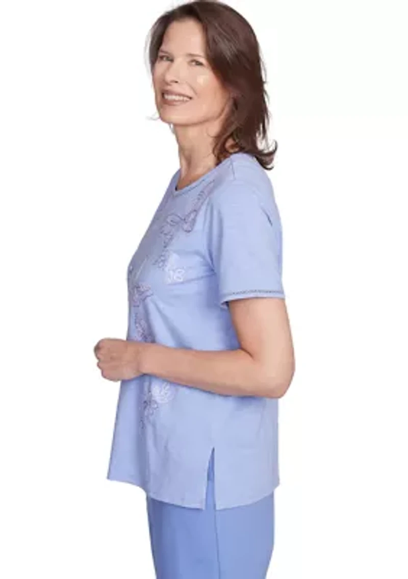 Petite Santa Fe Butterfly Embroidery Top