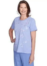 Petite Santa Fe Butterfly Embroidery Top