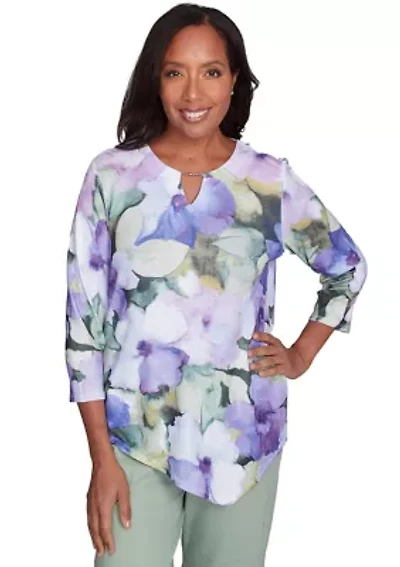 Petite Santa Fe Drama Floral Top