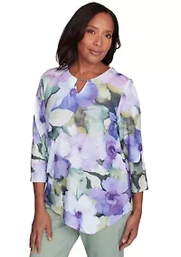 Petite Santa Fe Drama Floral Top