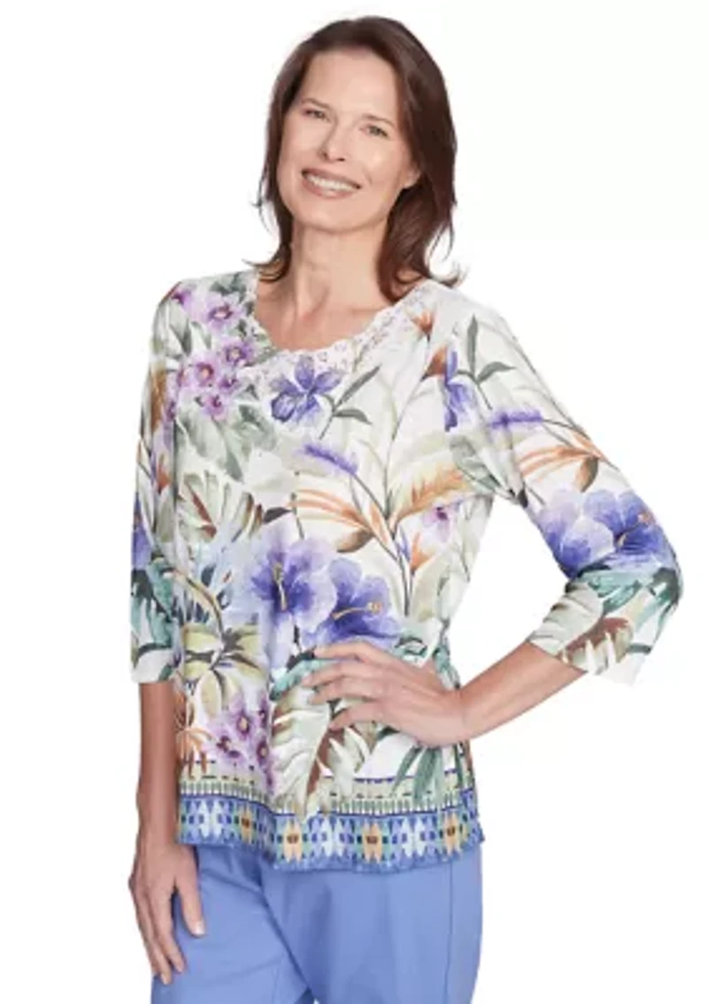 Petite Santa Fe Tropical Border Top