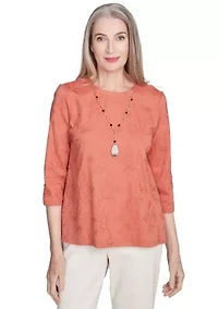 Women's Natural Instinct All Over Leaf Embroidery Top