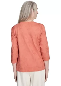 Women's Natural Instinct All Over Leaf Embroidery Top