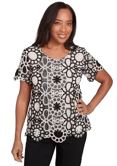 Petite Natural Instinct Crochet Flowers Top