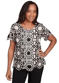Petite Natural Instinct Crochet Flowers Top
