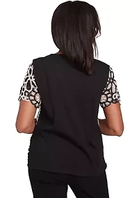Petite Natural Instinct Crochet Flowers Top
