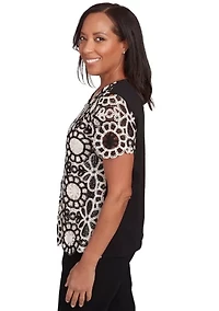 Petite Natural Instinct Crochet Flowers Top