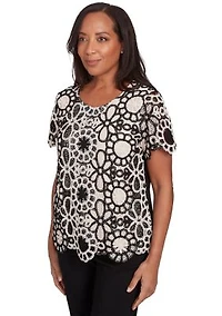 Petite Natural Instinct Crochet Flowers Top
