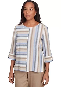 Women's Summer Solstice Spliced Stripe Top