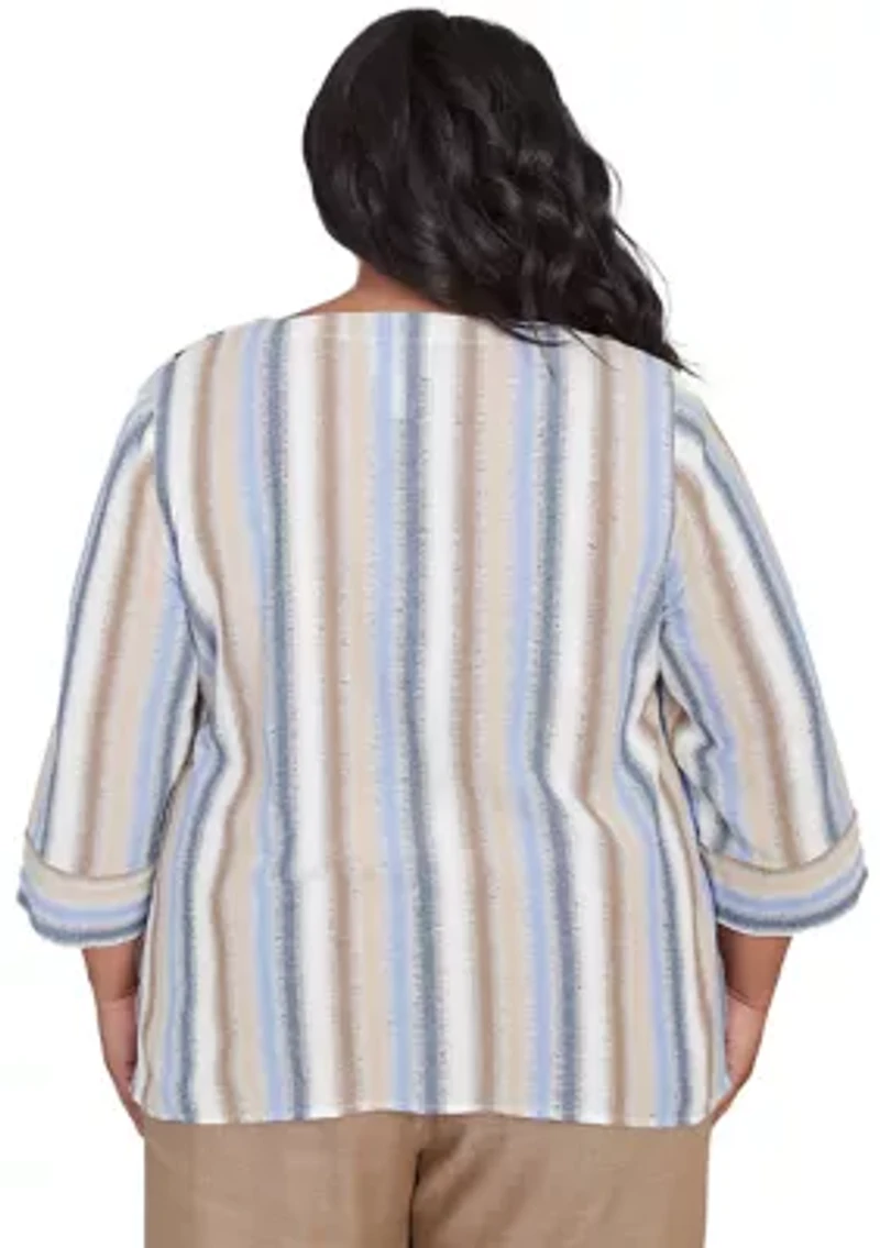 Plus Summer Solstice Spliced Stripe Top