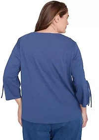 Plus Summer Solstice Center Embroidery Top