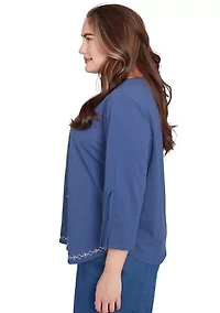 Plus Summer Solstice Center Embroidery Top