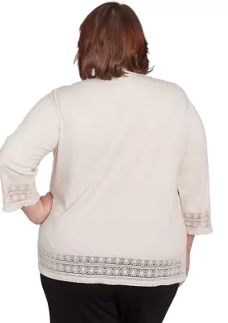 Plus Summer Solstice Lace Trimmed Top