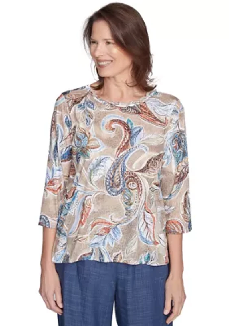 Petite Summer Solstice Paisley Top