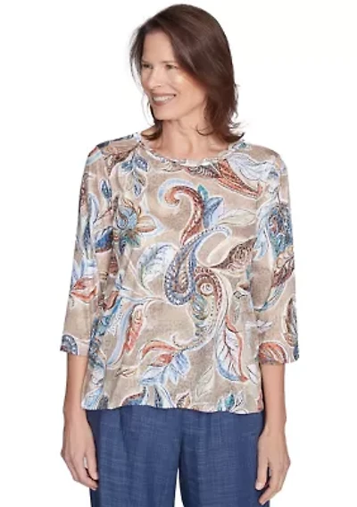Petite Summer Solstice Paisley Top