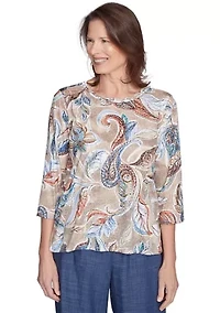 Petite Summer Solstice Paisley Top