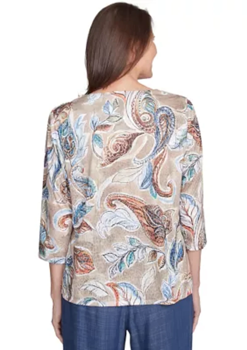 Petite Summer Solstice Paisley Top