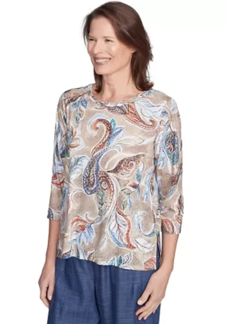 Petite Summer Solstice Paisley Top