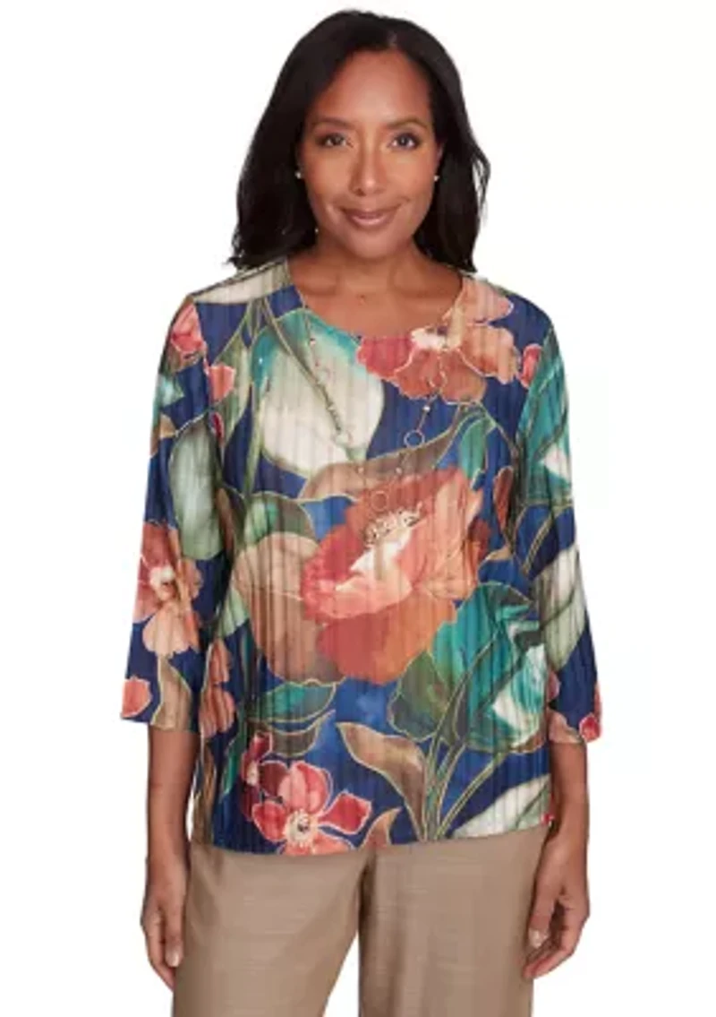 Petite Summer Solstice Drama Floral Top