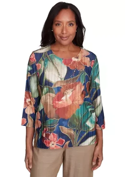 Petite Summer Solstice Drama Floral Top