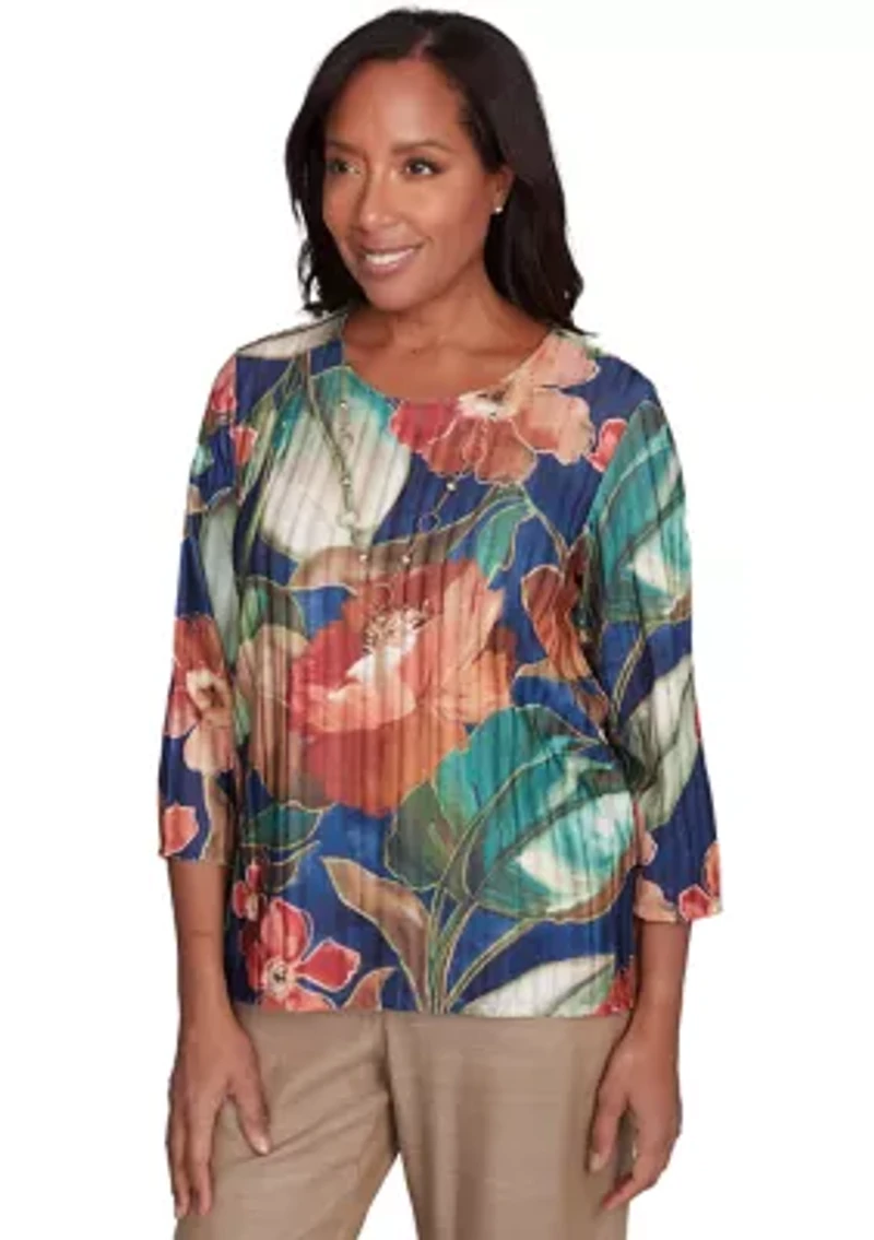 Petite Summer Solstice Drama Floral Top
