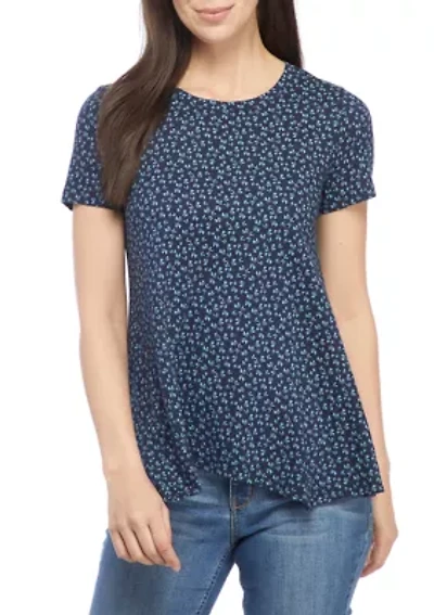 Petite Short Sleeve Shark Bite Hem Top