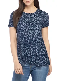 Petite Short Sleeve Shark Bite Hem Top
