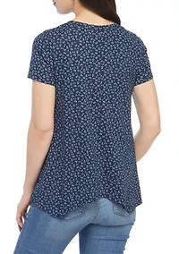 Petite Short Sleeve Shark Bite Hem Top