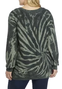 Plus Drop Shoulder Tie Dye Cable Knit Sweater