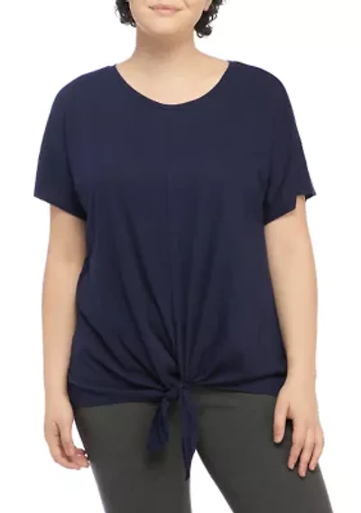 Plus Dolman Sleeve Tie Front Top