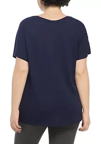 Plus Dolman Sleeve Tie Front Top