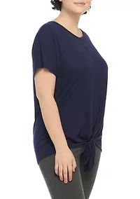 Plus Dolman Sleeve Tie Front Top
