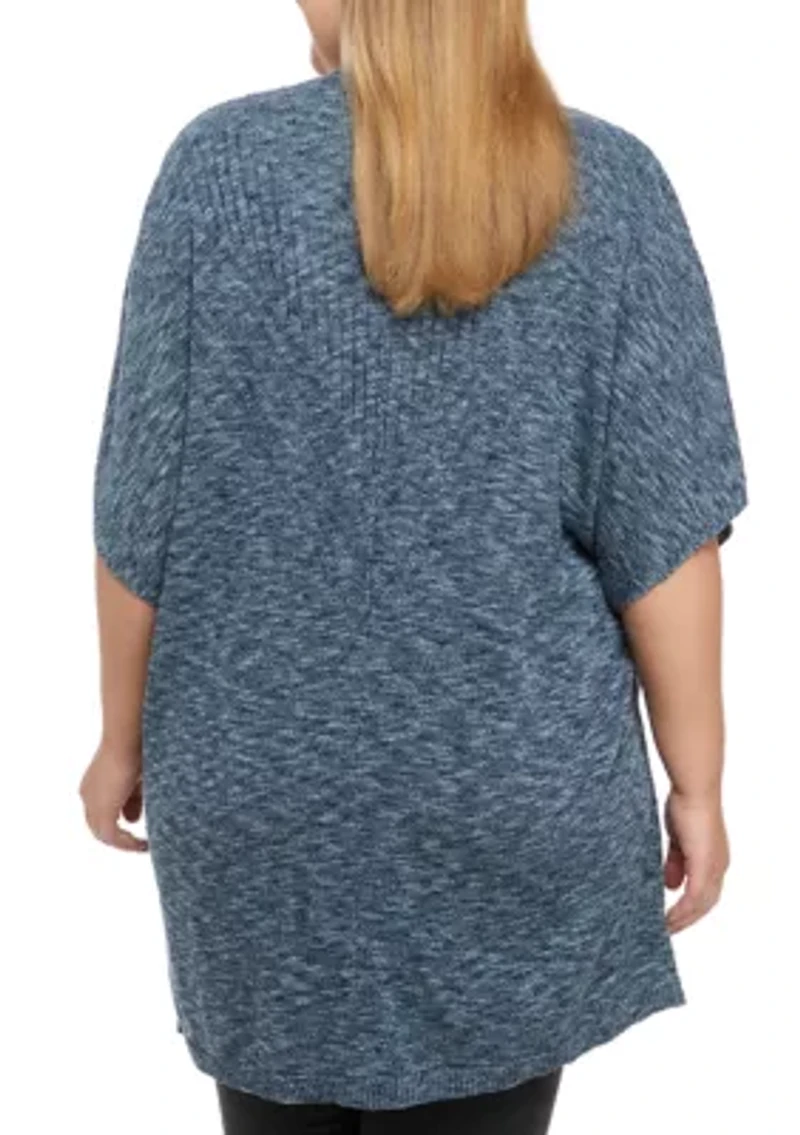 Plus Marled Rib Knit Cardigan